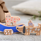 Lässig - LITTLE MATEYS Stapelspielzeug aus Holz - Spielzeug - ROSA ECK - Hund, Katze,