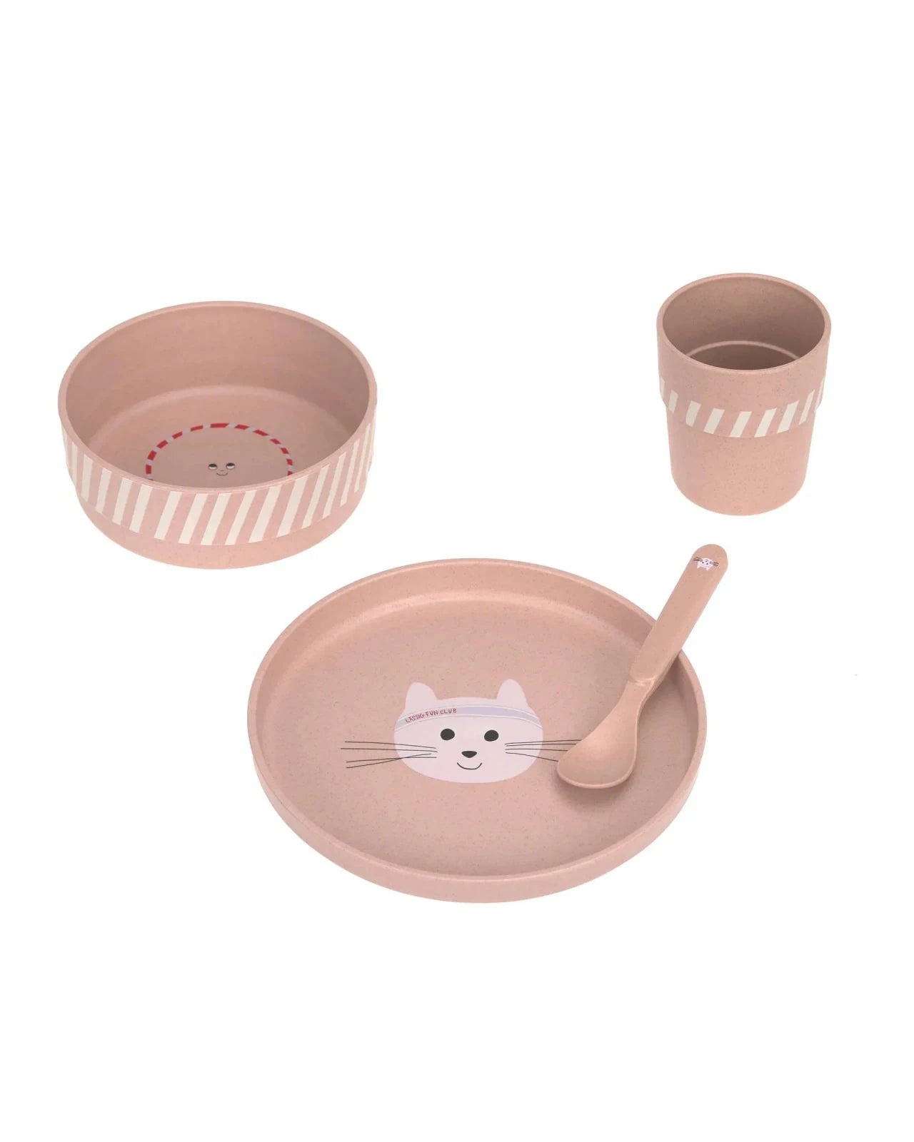 Lässig - TINY TEAM Kindergeschirr Set • Katze - ROSA ECK