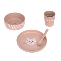 Lässig - TINY TEAM Kindergeschirr Set • Katze - ROSA ECK