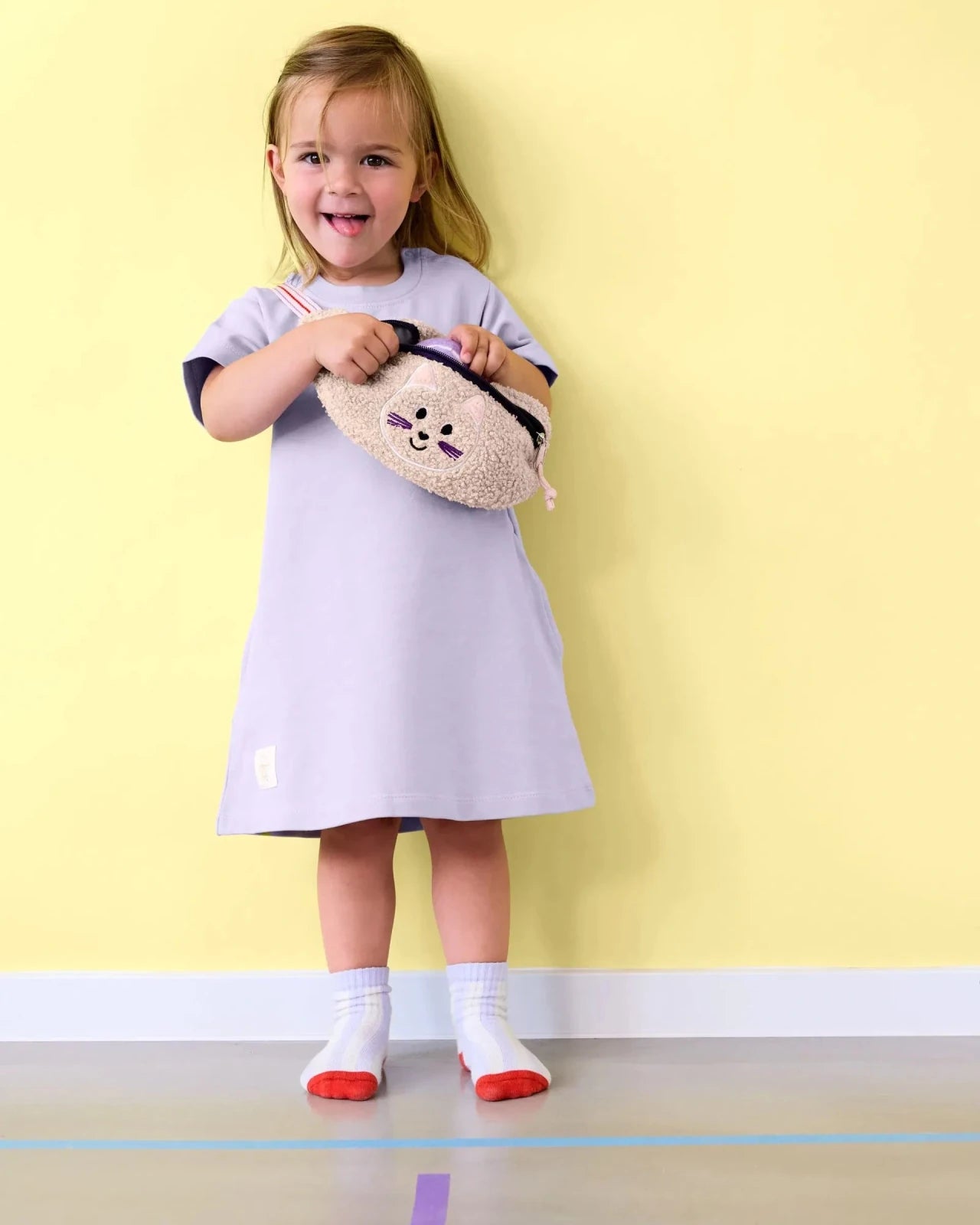 Lässig - TINY TEAM Mini - Bauchtasche für Kinder • Katze - ROSA ECK