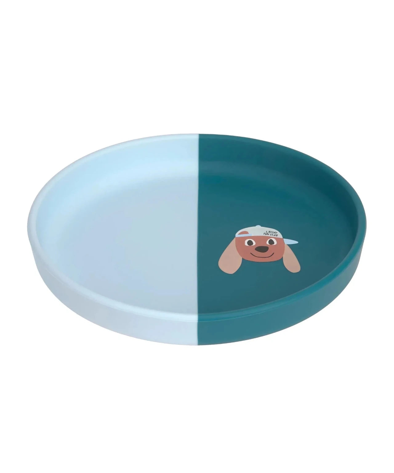 Lässig - TINY TEAM Silikon - Teller für Kinder • Hund - ROSA ECK