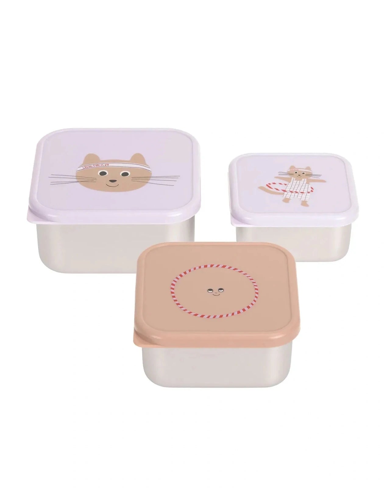 Lässig - TINY TEAM Snackbox 3er - Set • Katze - ROSA ECK