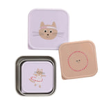 Lässig - TINY TEAM Snackbox 3er - Set • Katze - ROSA ECK