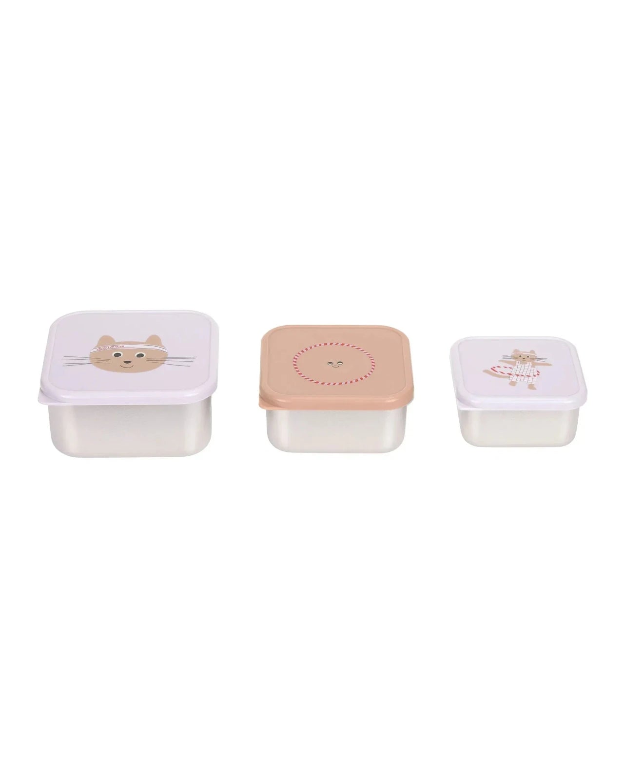 Lässig - TINY TEAM Snackbox 3er - Set • Katze - ROSA ECK
