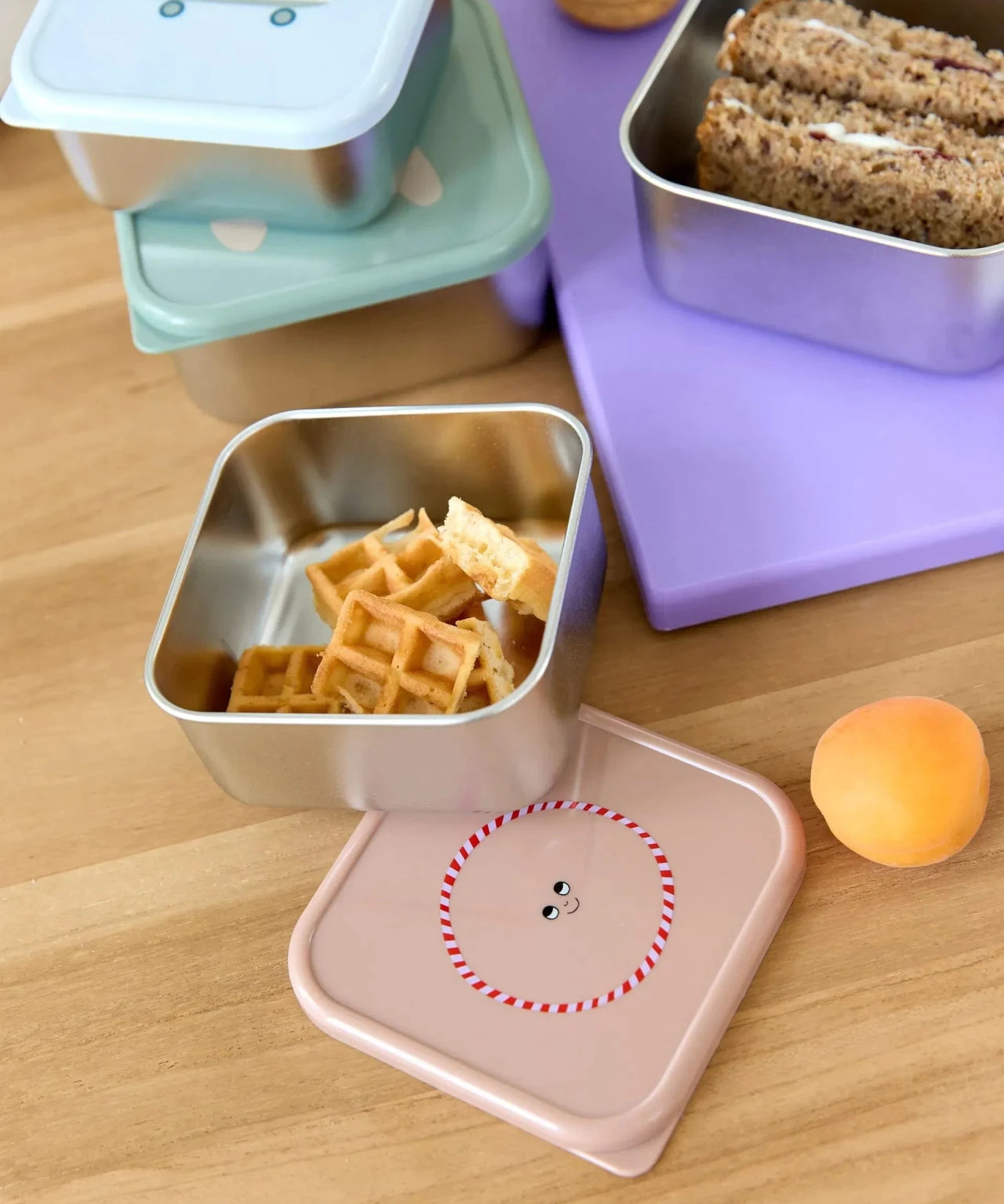 Lässig - TINY TEAM Snackbox 3er - Set • Katze - ROSA ECK