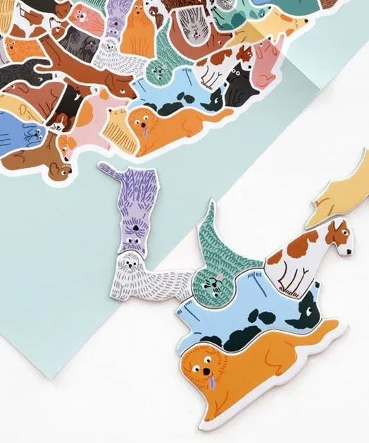 Laurence King Publishing - 299 HUNDE UND 1 KATZE Knäuelpuzzle - ROSA ECK