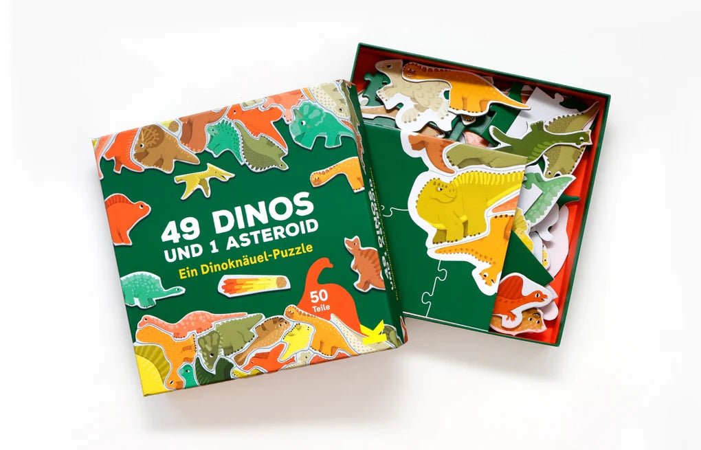 Laurence King Publishing - 49 DINOSAURIER UND 1 ASTEROID Puzzle - ROSA ECK