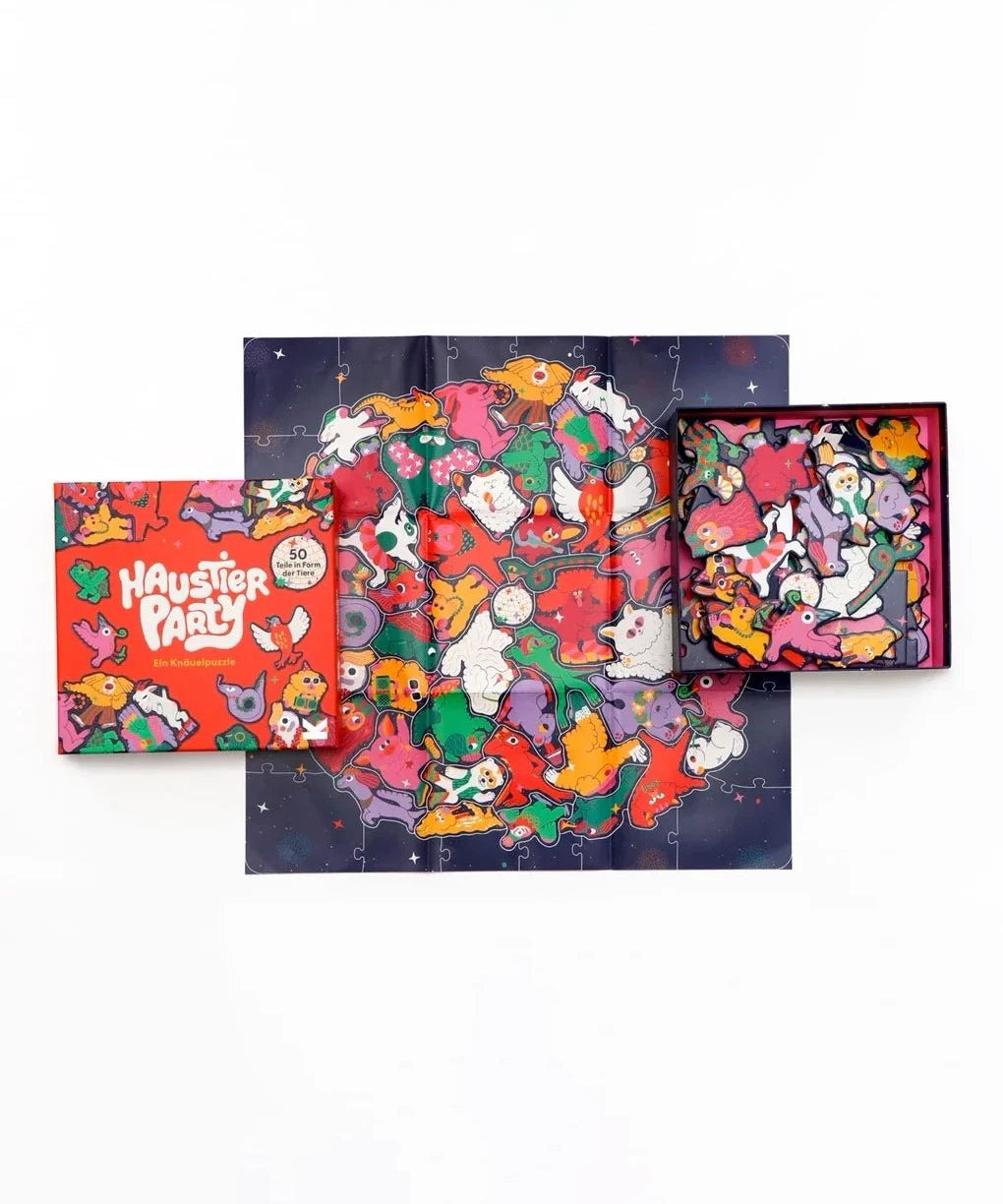 Laurence King Publishing - HAUSTIER - PARTY Knäuelpuzzle - ROSA ECK