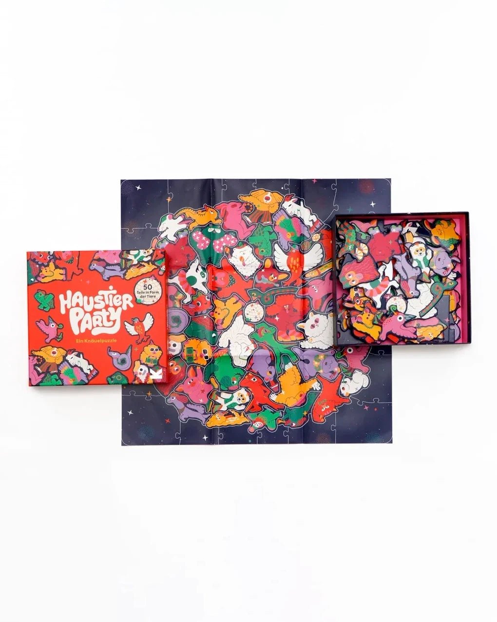 Laurence King Publishing - HAUSTIER - PARTY Knäuelpuzzle - ROSA ECK