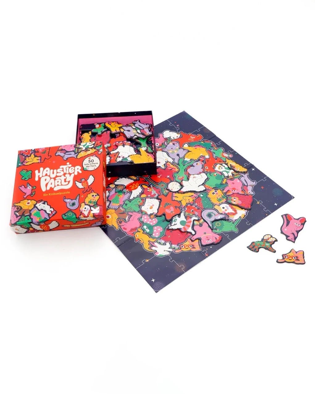 Laurence King Publishing - HAUSTIER - PARTY Knäuelpuzzle - ROSA ECK