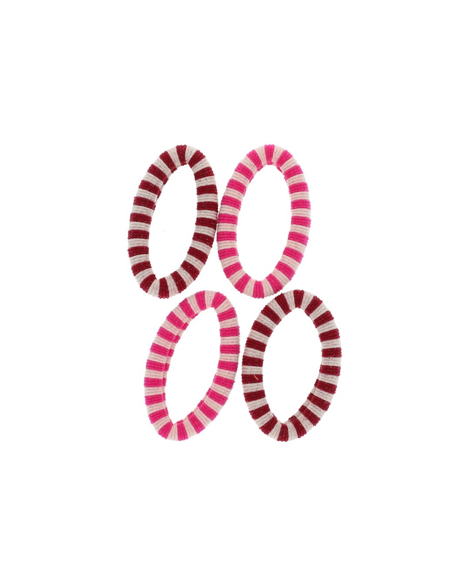 Haargummis (4er-Set) • Streifen Rosa/Bordeaux