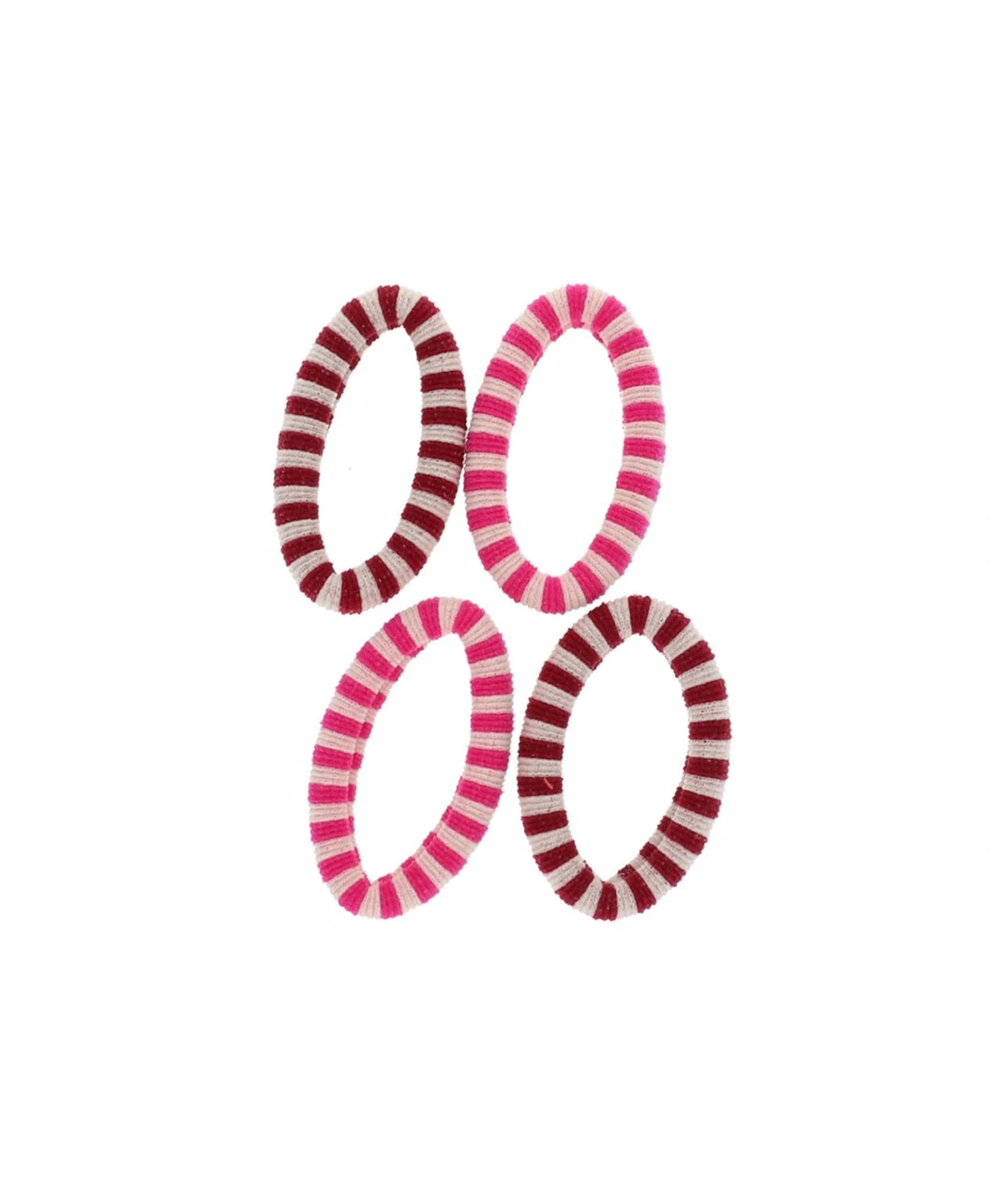 Le petit Souk - Haargummis (4er-Set) • Streifen Rosa/Bordeaux - ROSA ECK