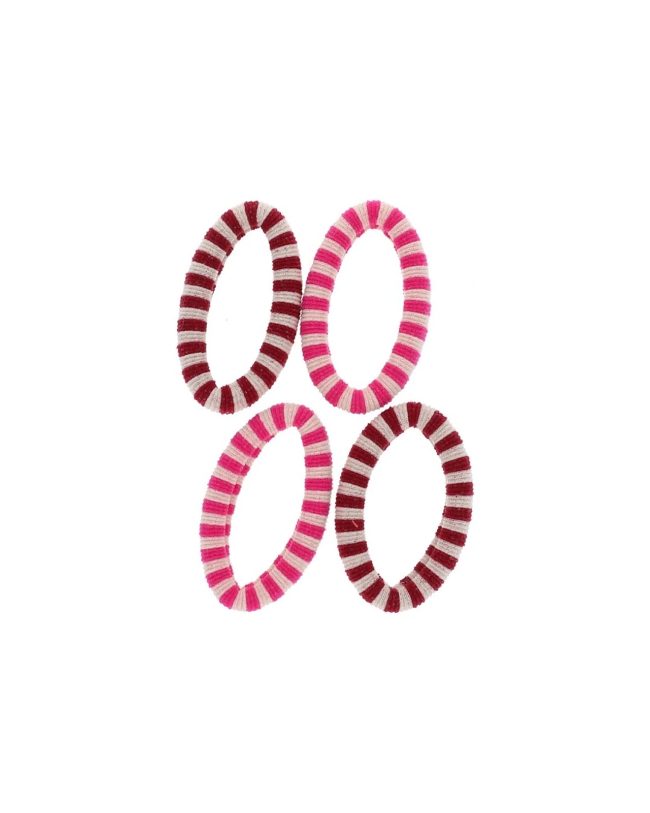 Le petit Souk - Haargummis (4er-Set) • Streifen Rosa/Bordeaux - ROSA ECK