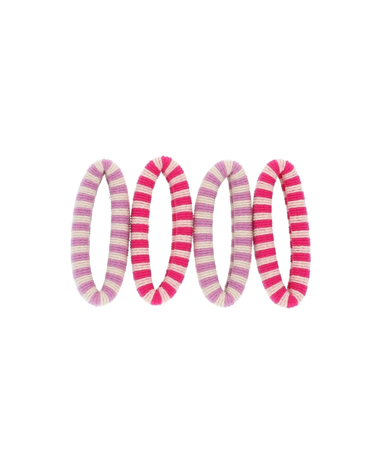 Le petit Souk - Haargummis (4er-Set) • Streifen Rosa/Lila - ROSA ECK