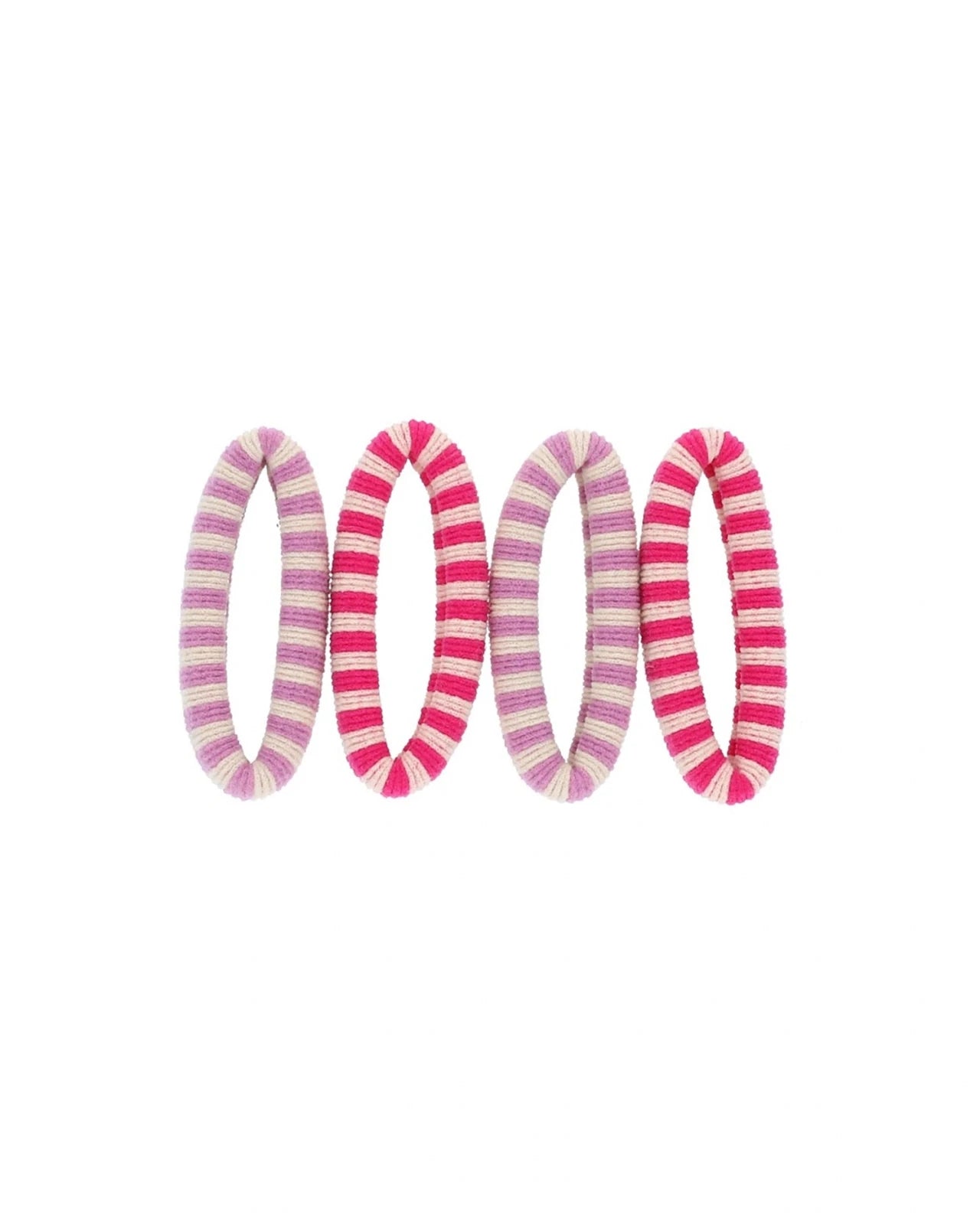 Le petit Souk - Haargummis (4er-Set) • Streifen Rosa/Lila - ROSA ECK