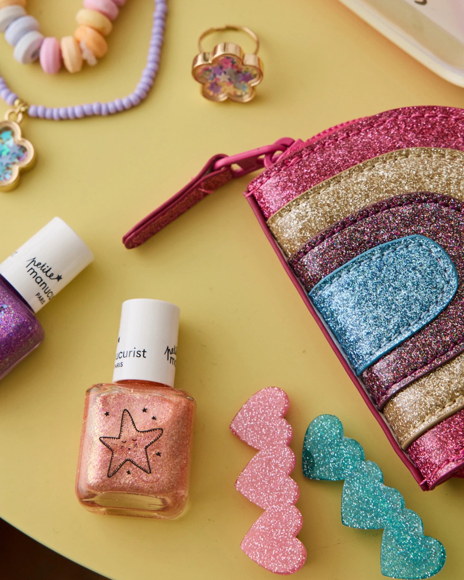 Kinder-Geldbeutel mit Glitzer • Regenbogen
