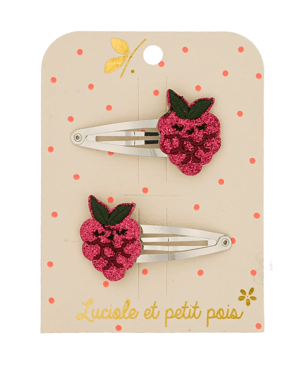 Luciole et Petit Pois - BERRY RASPBERRY Mini - Haarspangen (2er - Set) - ROSA ECK