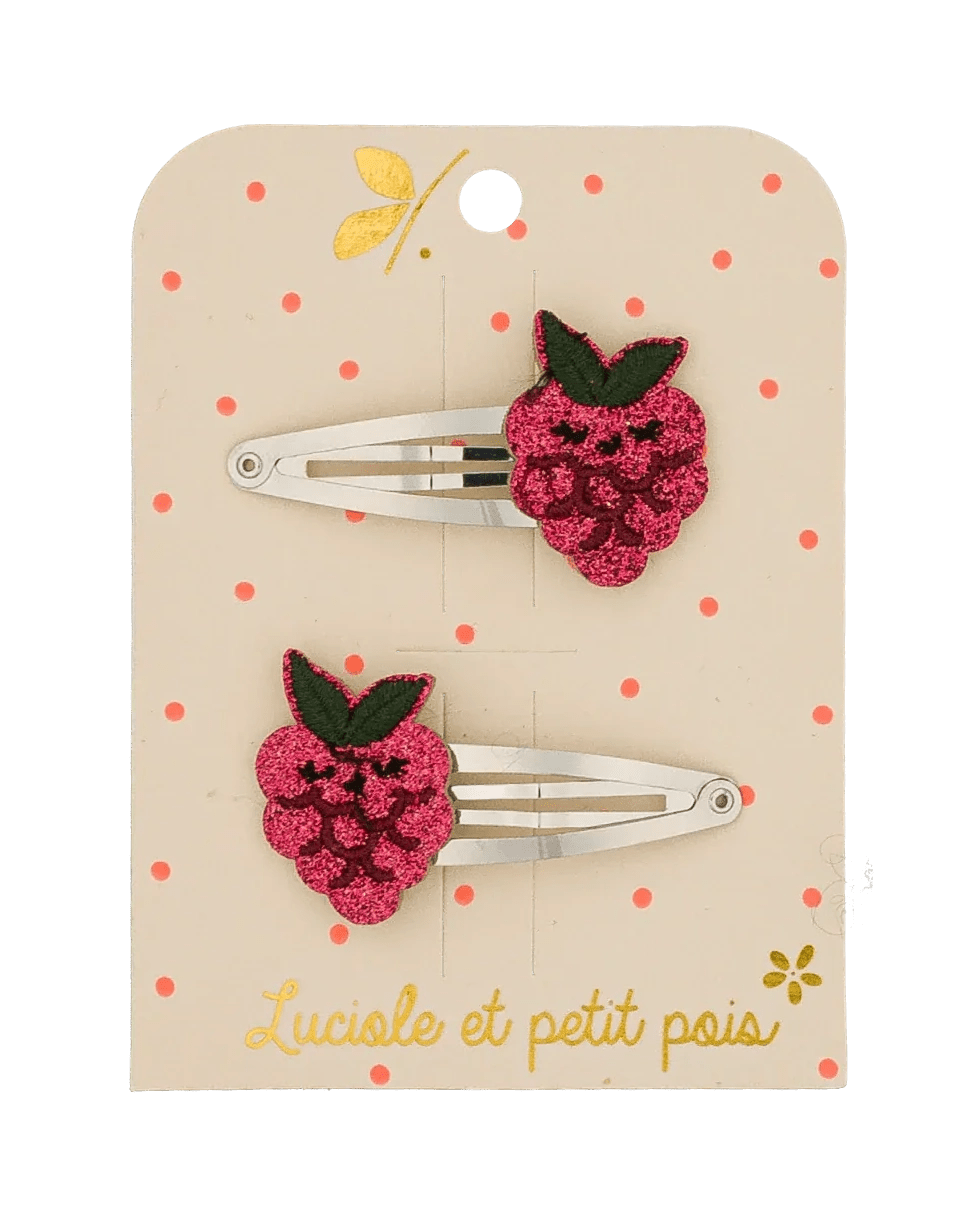 Luciole et Petit Pois - BERRY RASPBERRY Mini - Haarspangen (2er - Set) - ROSA ECK