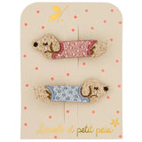 Luciole et Petit Pois - DACHSHUND Mini - Haarspangen (2er - Set) - ROSA ECK
