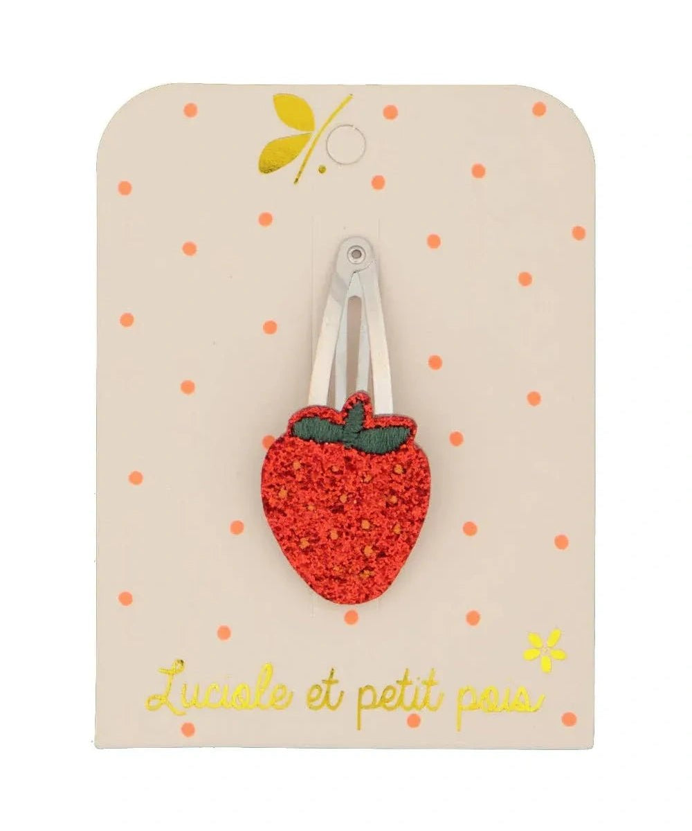 Luciole et Petit Pois - ERDBEERE Mini - Haarspange - ROSA ECK