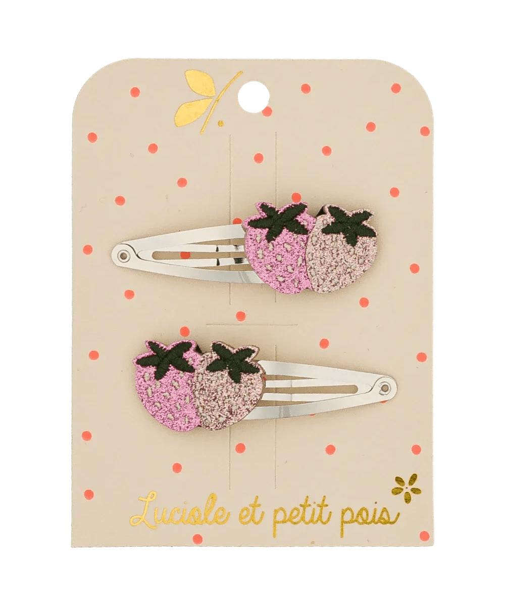 Luciole et Petit Pois - STRAWBIE THE STRAWBERRIES Mini - Haarspangen (2er - Set) - ROSA ECK