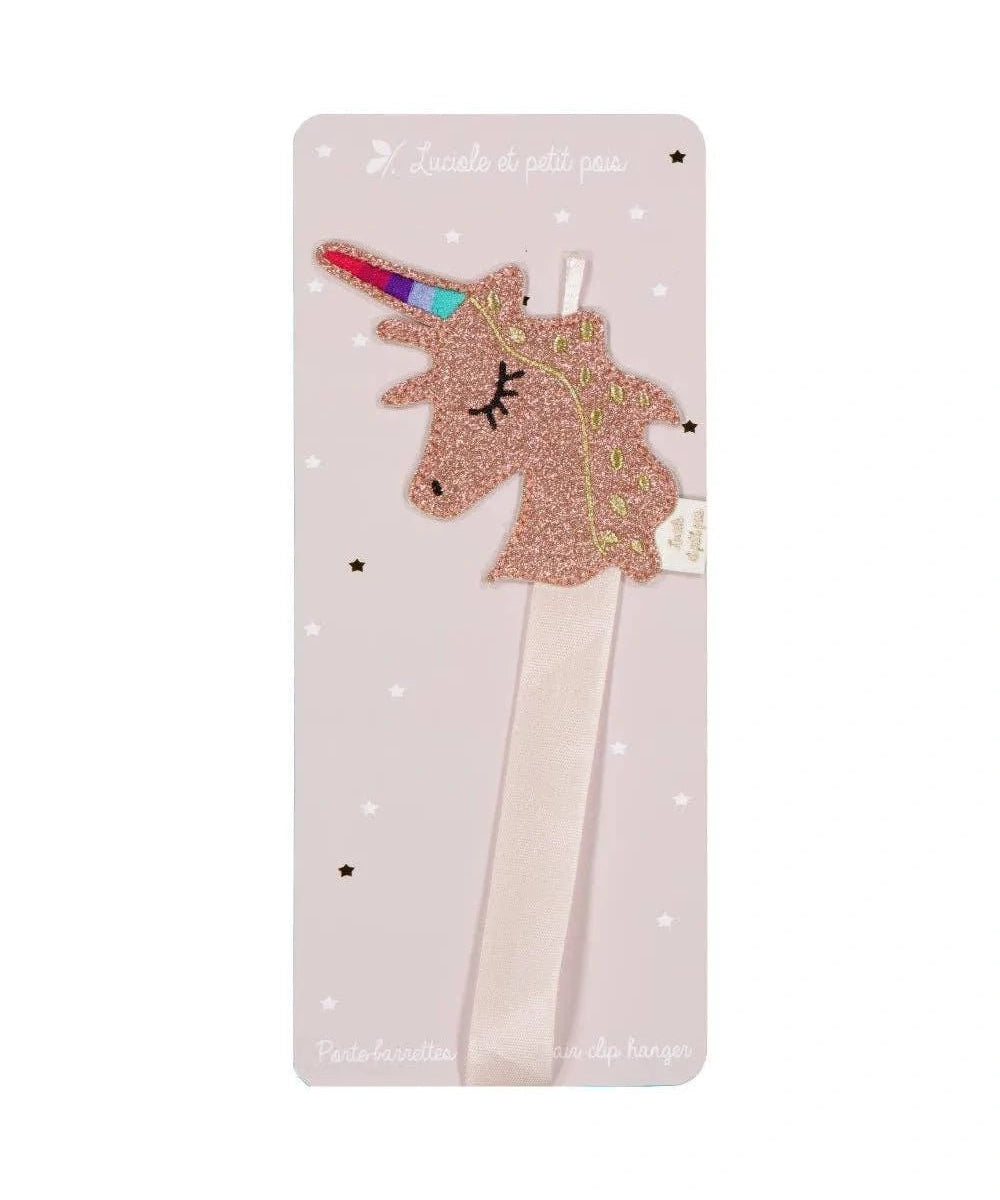 Luciole et Petit Pois - UNICORN Wandhalter für Mini - Haarspangen - ROSA ECK