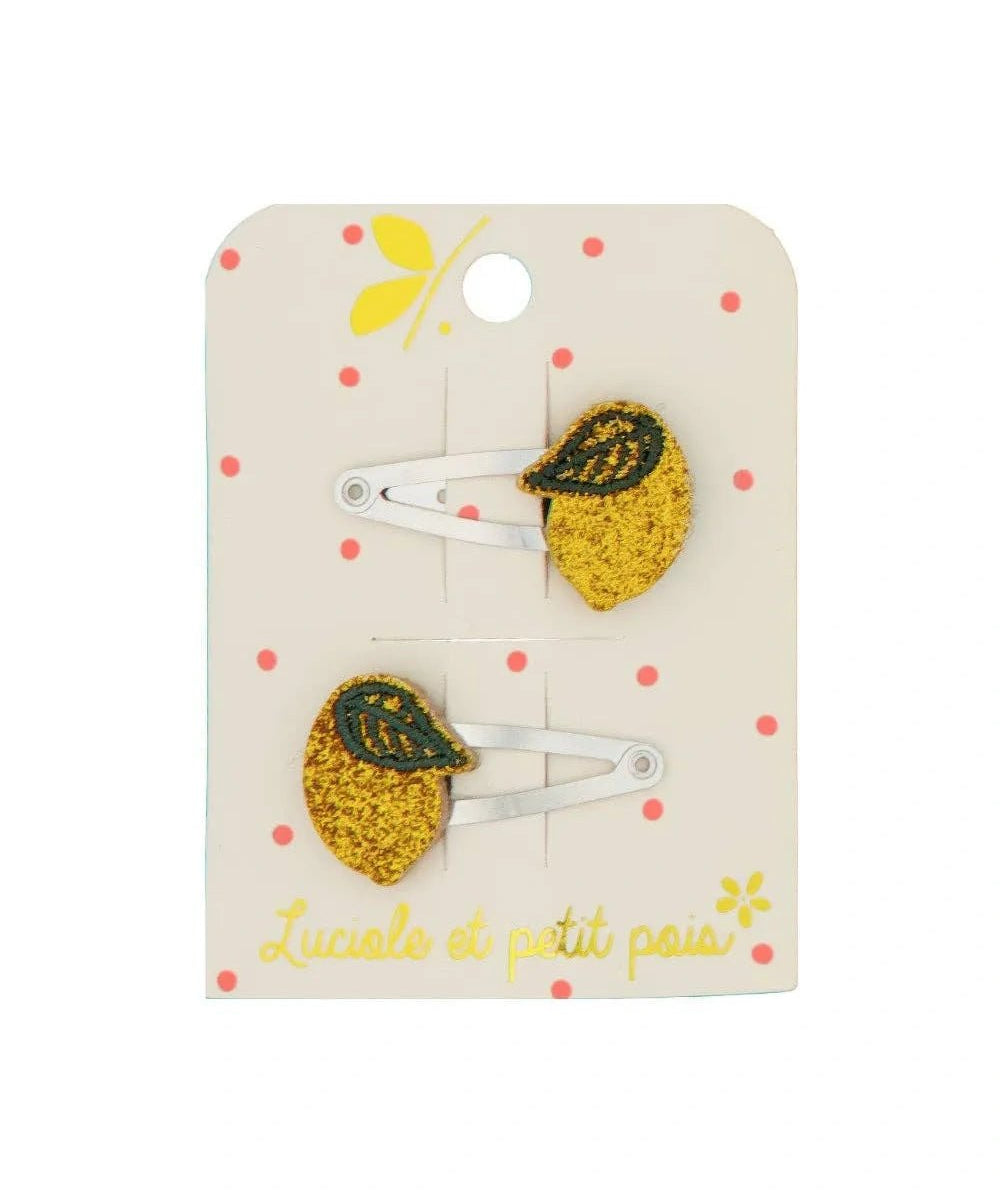 Luciole et Petit Pois - ZITRONE Mini - Haarspangen (2er - Set) - ROSA ECK