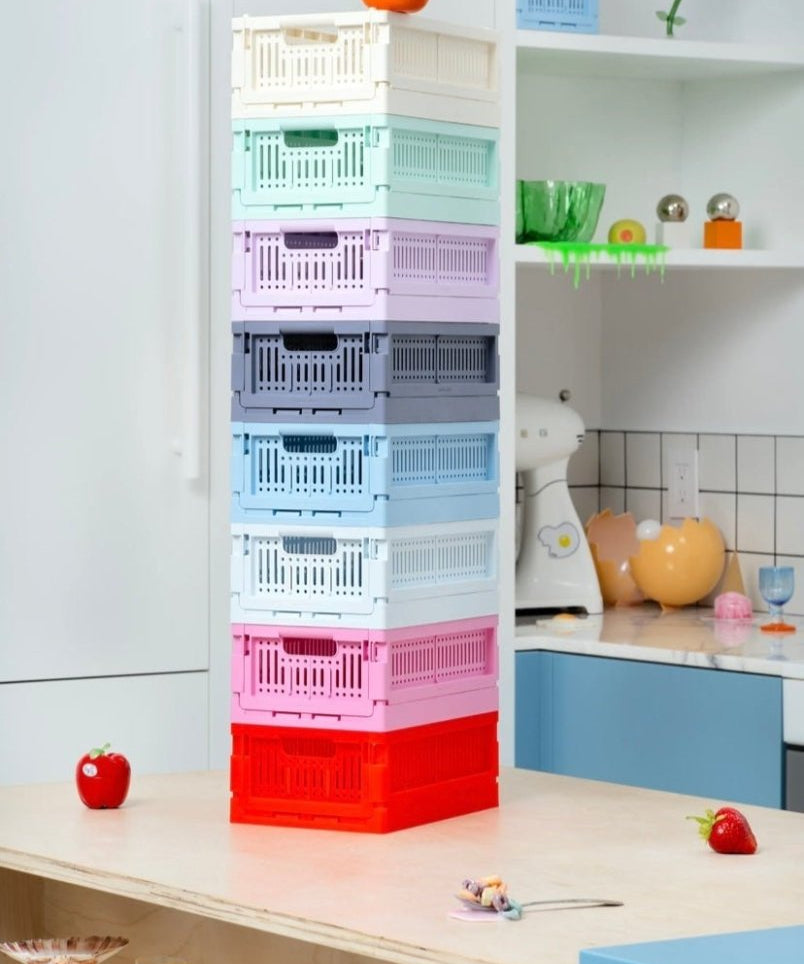 Made Crate - Klappbox Mini Blue Grey - ROSA ECK - Grau, ,