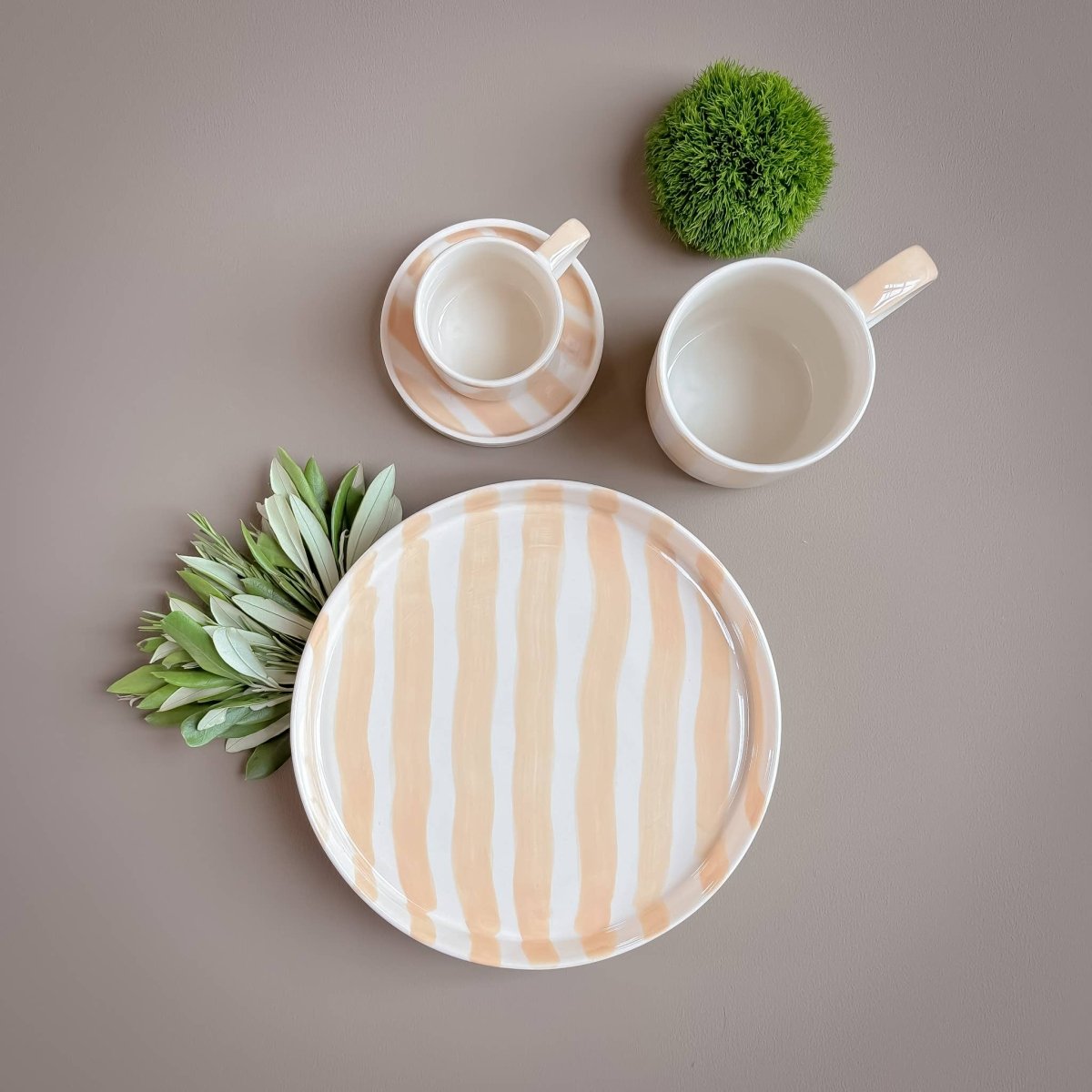 Magazin Minori - STRIPES Espressotasse mit Untersetzer | boho beige - ROSA ECK