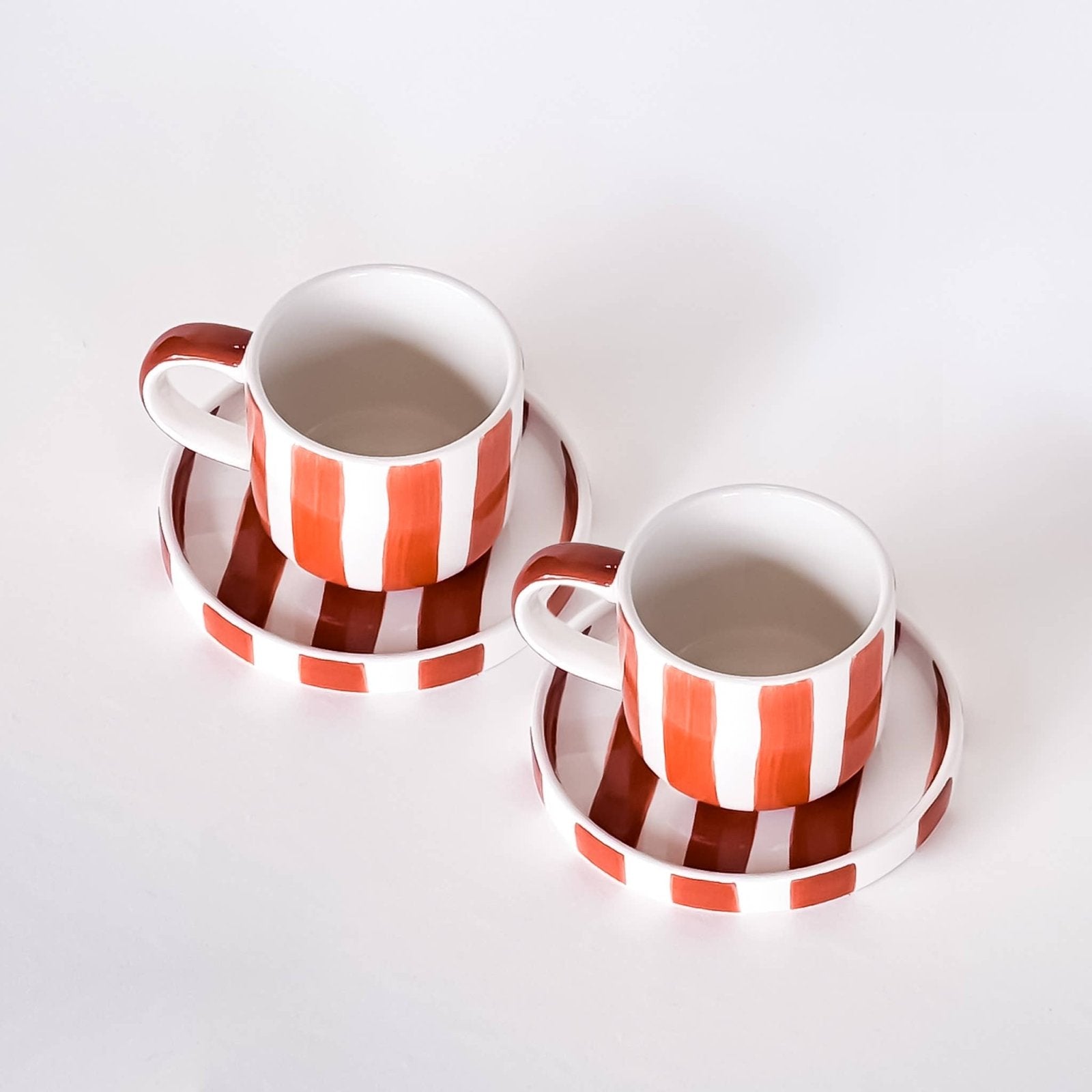 Magazin Minori - STRIPES Espressotasse mit Untersetzer • Cotto Orange - ROSA ECK