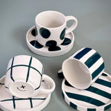 Magazin Minori - STRIPES Espressotasse mit Untersetzer • gentle green - ROSA ECK Concept Store