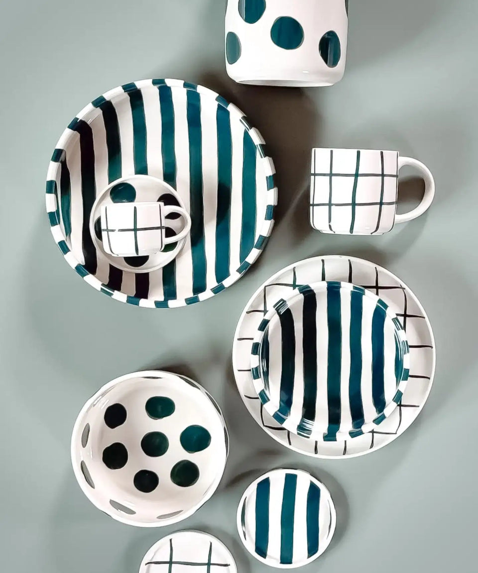Magazin Minori - STRIPES Espressotasse mit Untersetzer • gentle green - ROSA ECK Concept Store
