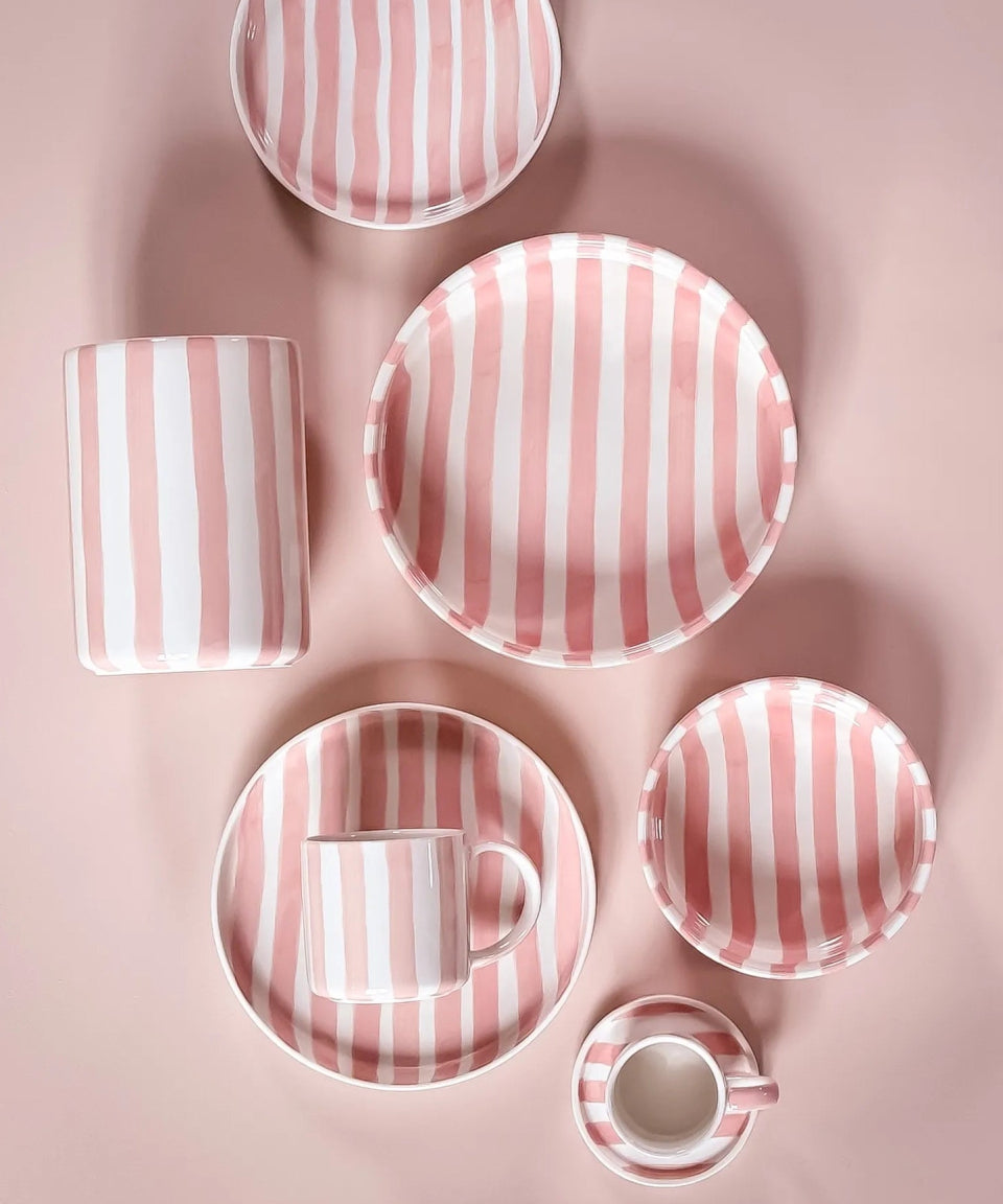 Magazin Minori - STRIPES Espressotasse mit Untersetzer • incanto rose - ROSA ECK Concept Store
