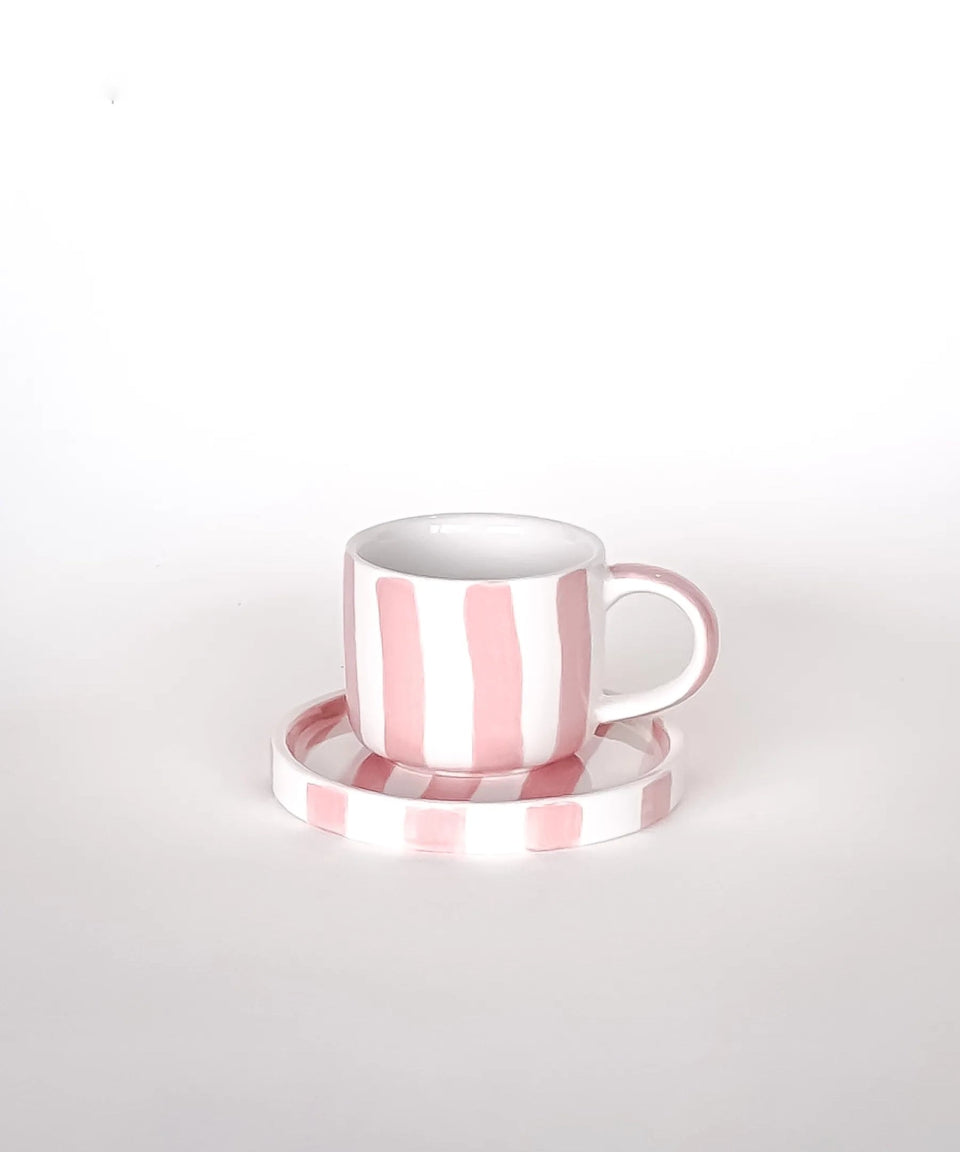 Magazin Minori - STRIPES Espressotasse mit Untersetzer • incanto rose - ROSA ECK Concept Store