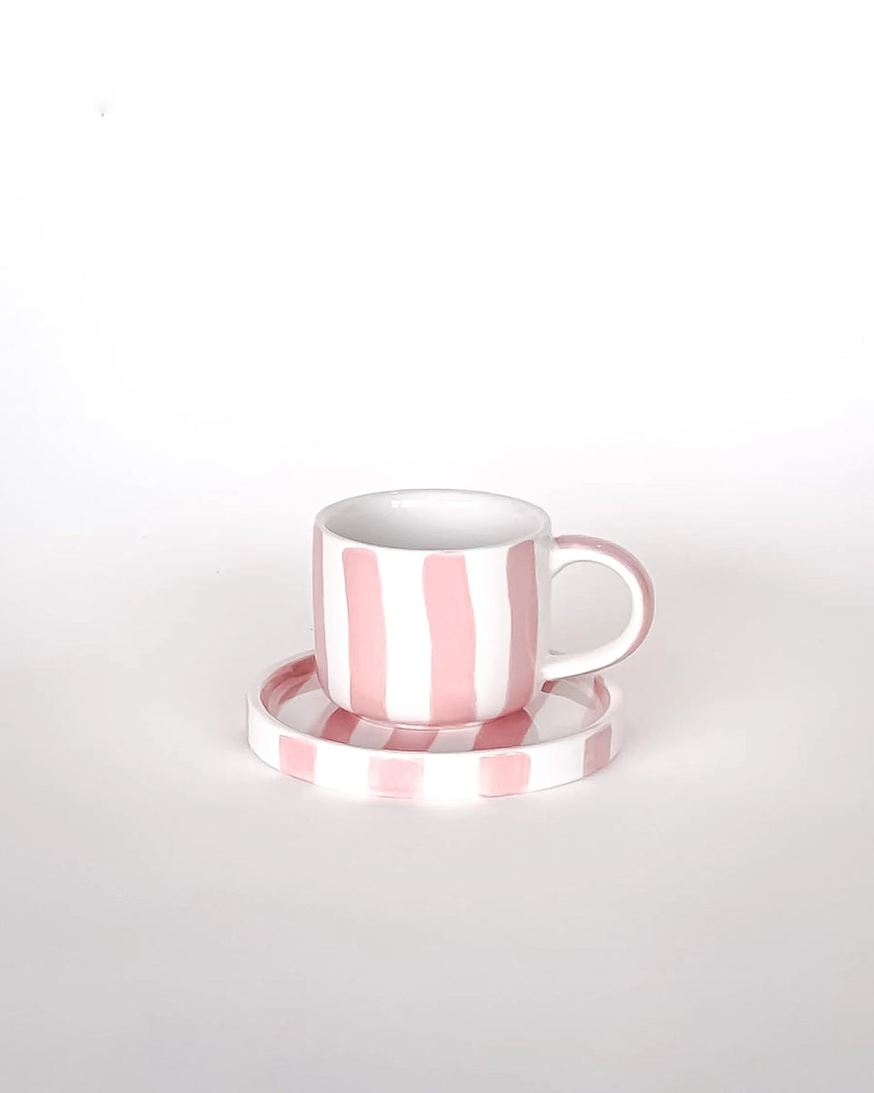 Magazin Minori - STRIPES Espressotasse mit Untersetzer • incanto rose - ROSA ECK Concept Store