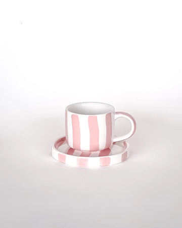 Magazin Minori - STRIPES Espressotasse mit Untersetzer • incanto rose - ROSA ECK Concept Store