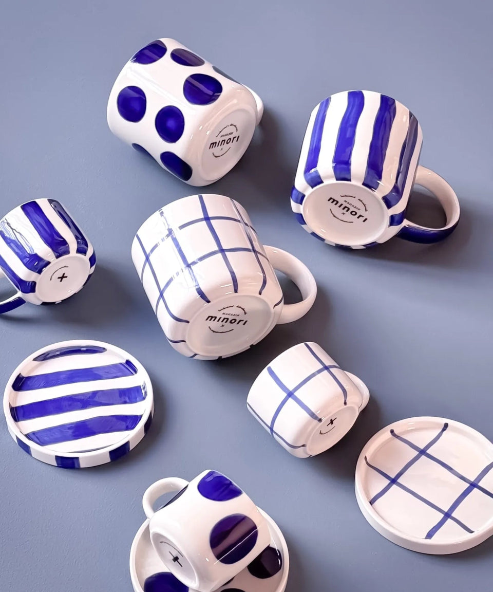 Magazin Minori - STRIPES Espressotasse mit Untersetzer • mare blue - ROSA ECK Concept Store
