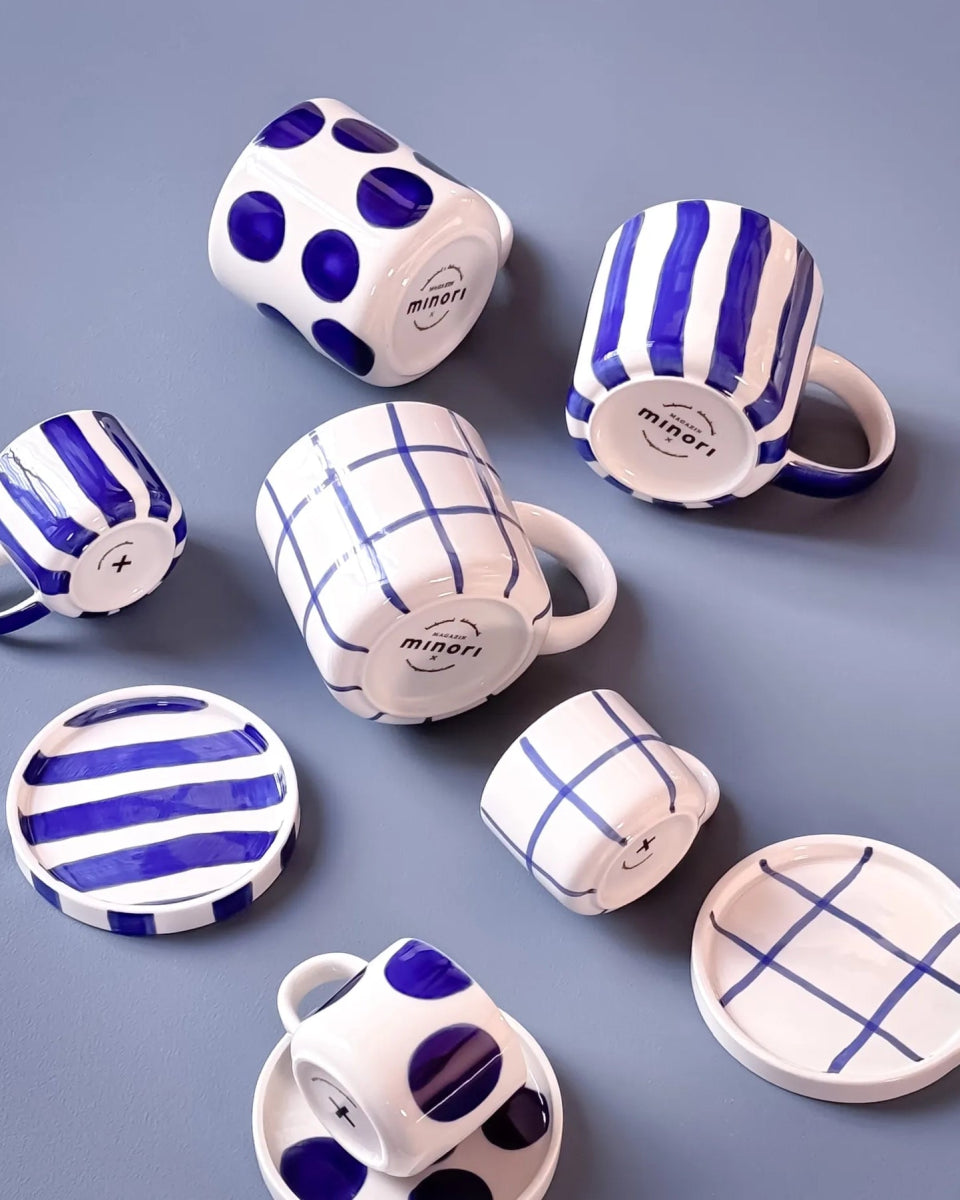 Magazin Minori - STRIPES Espressotasse mit Untersetzer • mare blue - ROSA ECK Concept Store