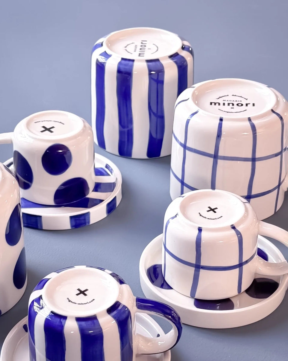Magazin Minori - STRIPES Espressotasse mit Untersetzer • mare blue - ROSA ECK Concept Store
