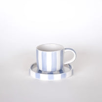 Magazin Minori - STRIPES Espressotasse mit Untersetzer • morning azzuro - Kaffee - und Teetasse - ROSA ECK Concept Store
