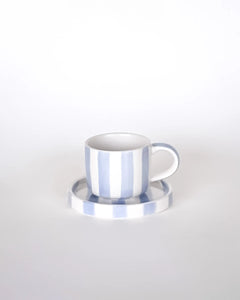 Magazin Minori - STRIPES Espressotasse mit Untersetzer • morning azzuro - Kaffee - und Teetasse - ROSA ECK Concept Store