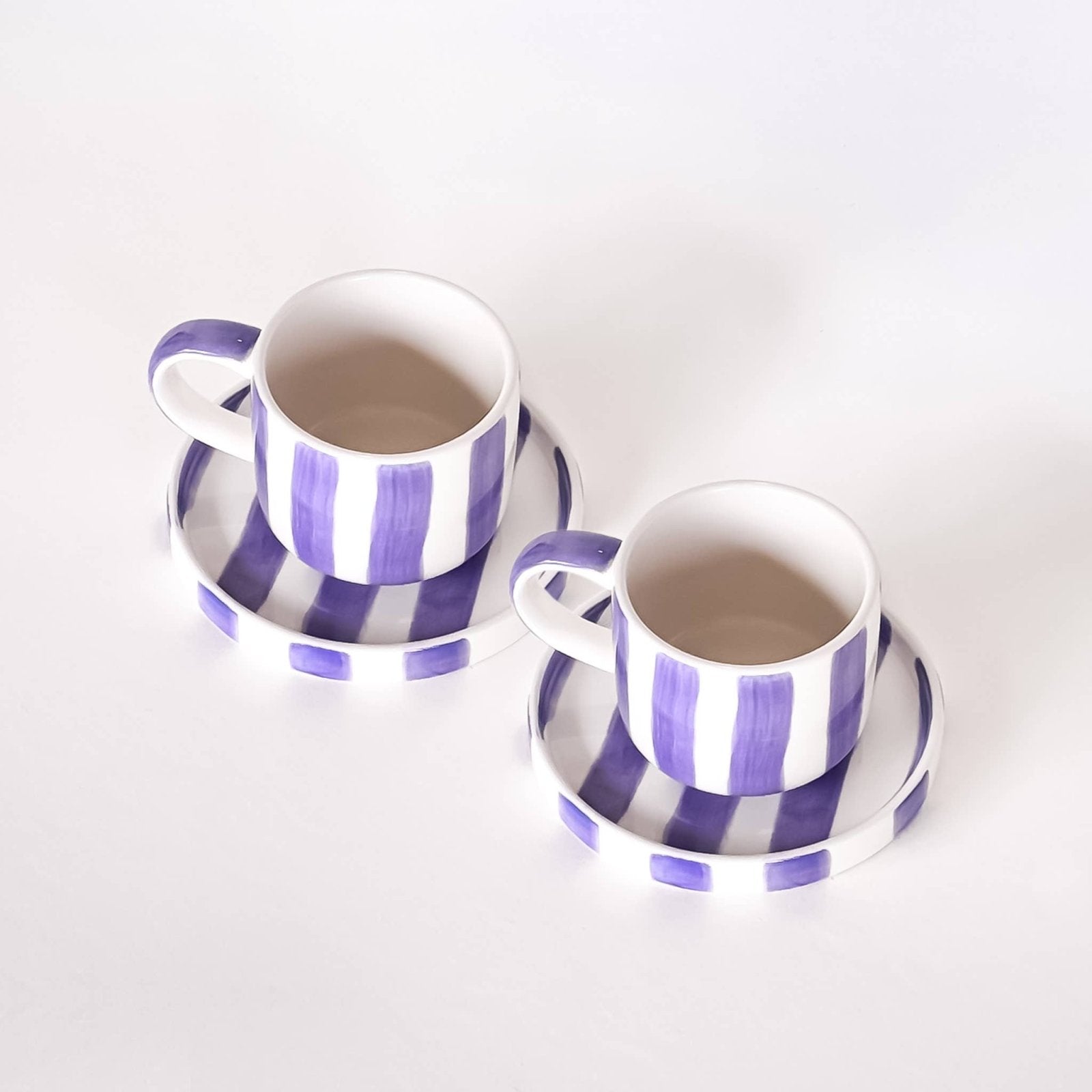Magazin Minori - STRIPES Espressotasse mit Untersetzer • Palazzo Purple - Espressotasse - ROSA ECK