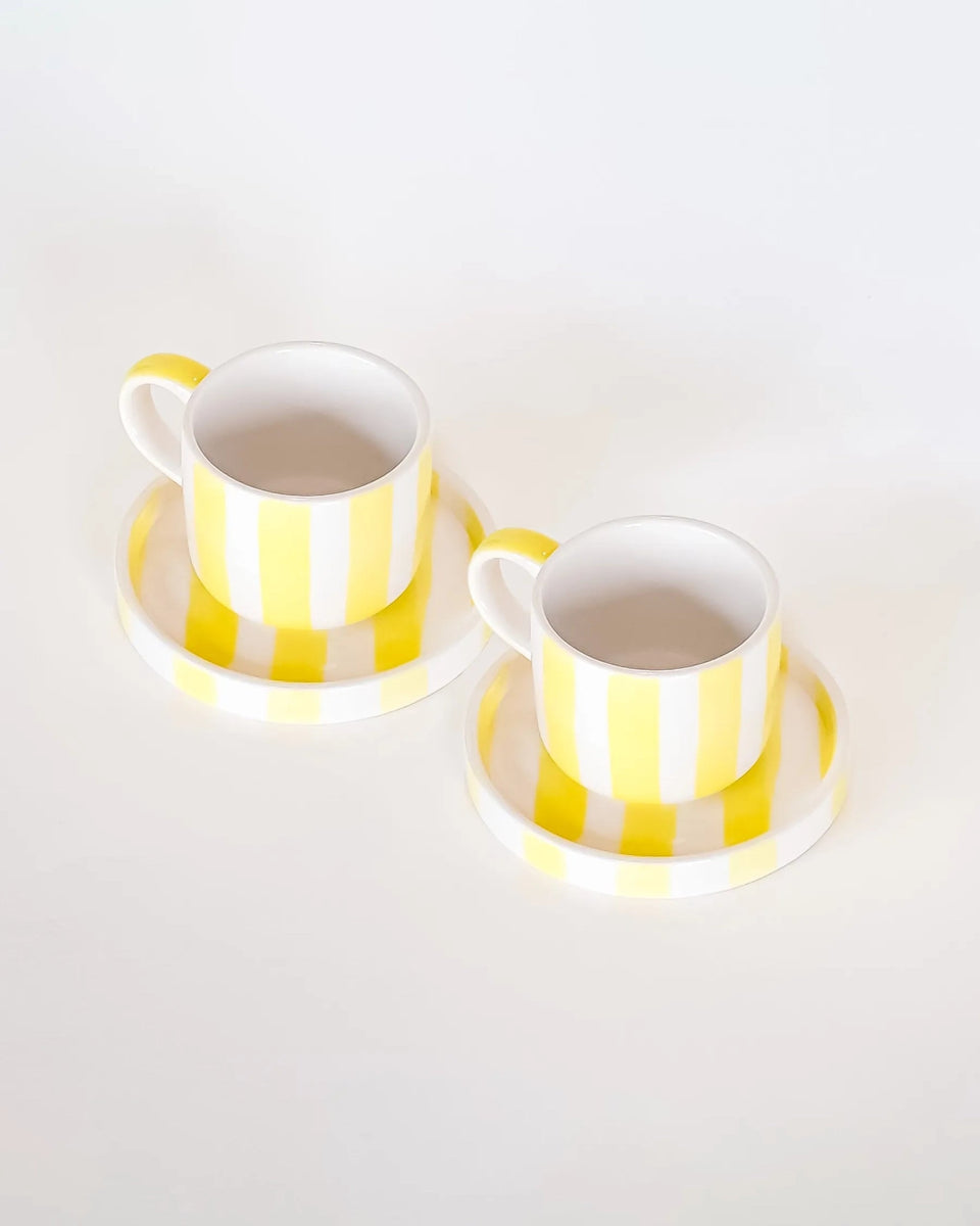 Magazin Minori - STRIPES Espressotasse mit Untersetzer • spiaggia yellow - ROSA ECK Concept Store