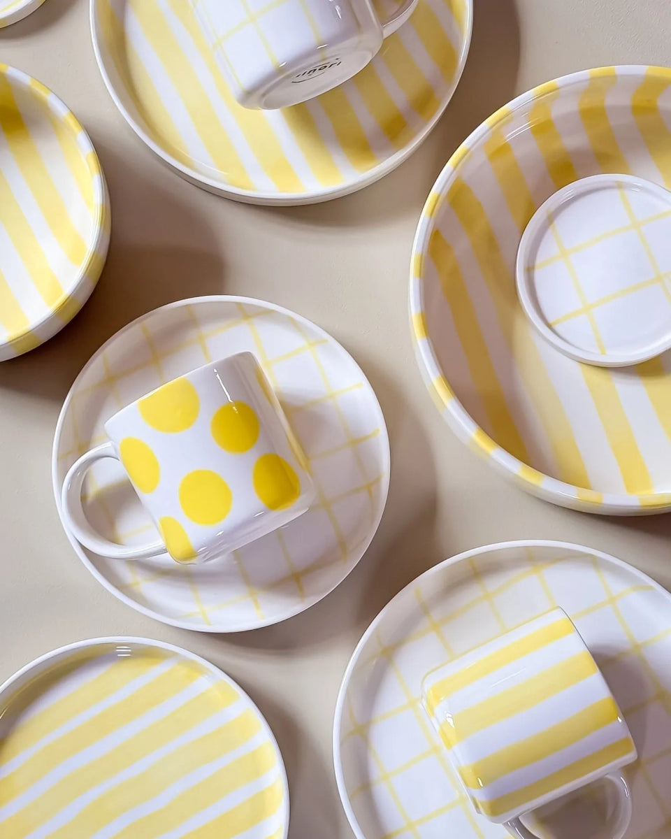 Magazin Minori - STRIPES Espressotasse mit Untersetzer • spiaggia yellow - ROSA ECK Concept Store