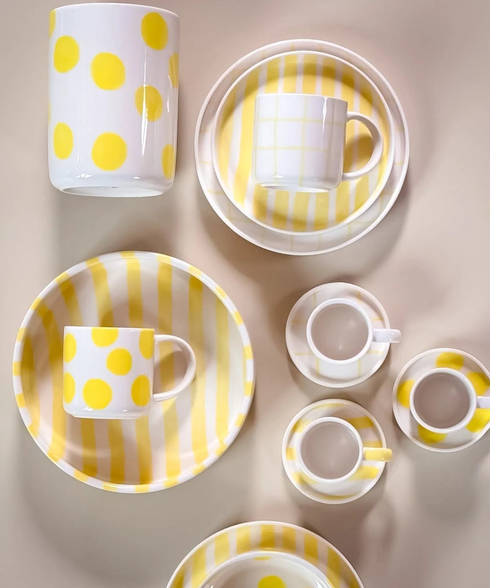 Magazin Minori - STRIPES Espressotasse mit Untersetzer • spiaggia yellow - ROSA ECK Concept Store