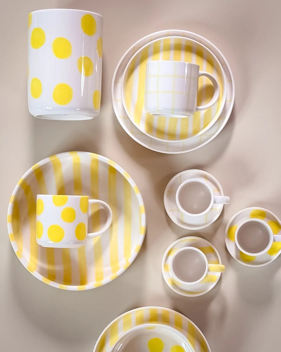 Magazin Minori - STRIPES Espressotasse mit Untersetzer • spiaggia yellow - ROSA ECK Concept Store
