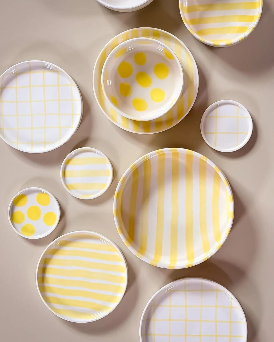 Magazin Minori - STRIPES Espressotasse mit Untersetzer • spiaggia yellow - ROSA ECK Concept Store