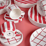 Magazin Minori - STRIPES Espressotasse mit Untersetzer • tramonto red - ROSA ECK Concept Store