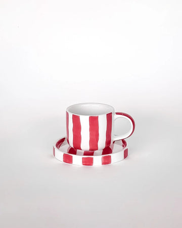 Magazin Minori - STRIPES Espressotasse mit Untersetzer • tramonto red - ROSA ECK Concept Store