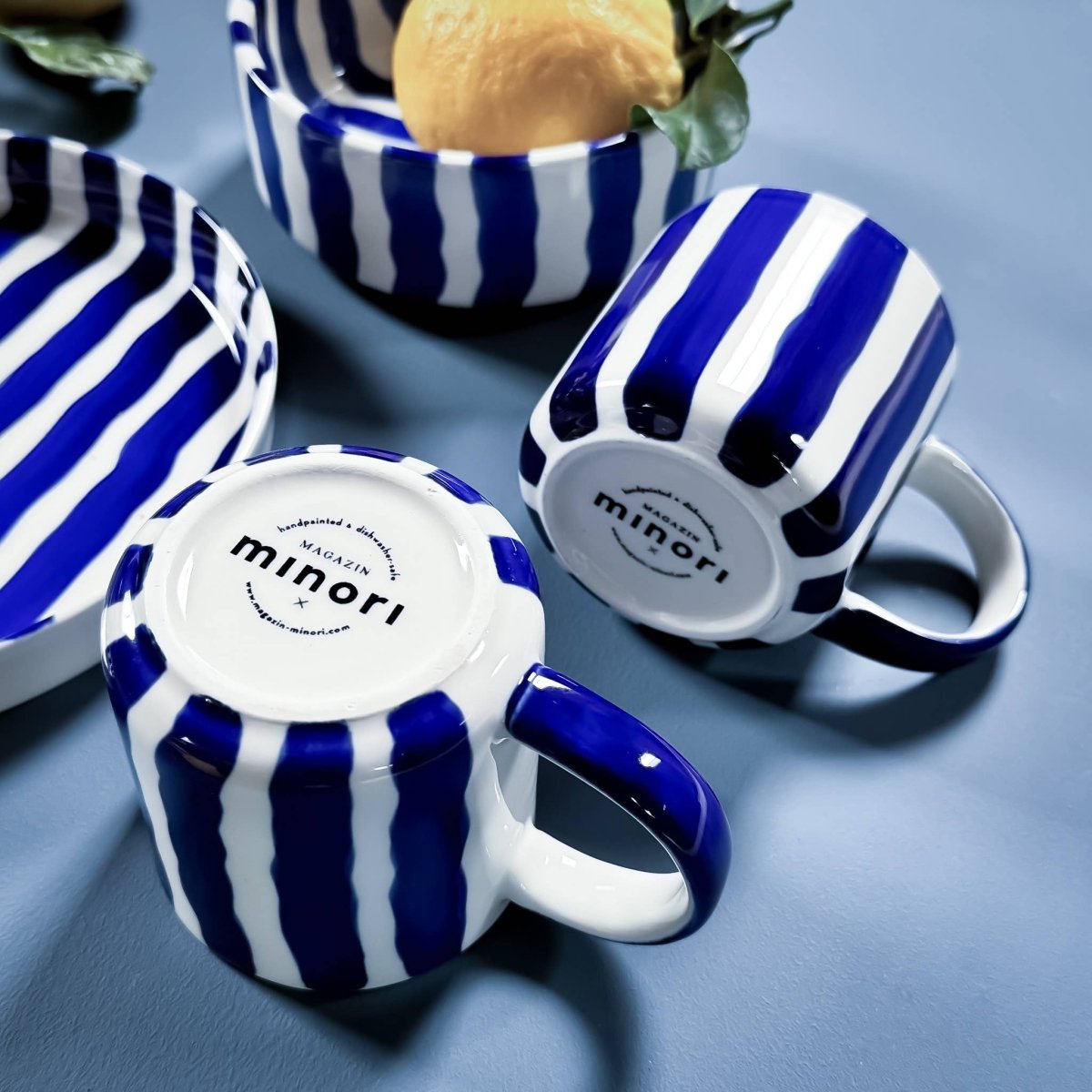 Magazin Minori STRIPES Schale in Ozeanblau